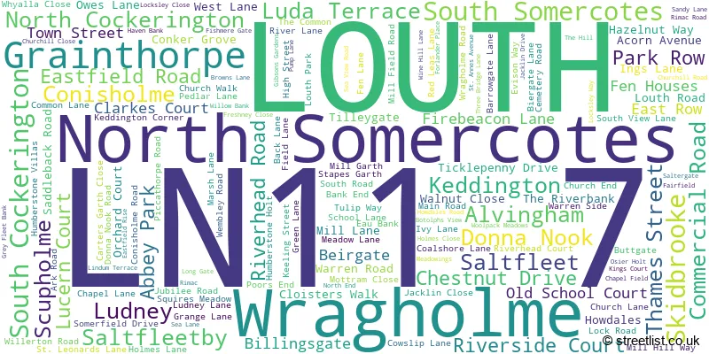 A word cloud for the LN11 7 postcode